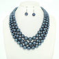 Multi-Strand Pearl Bead Necklace Earring Set