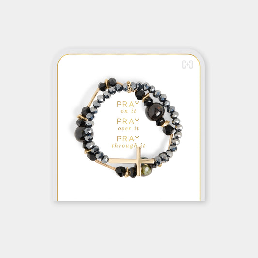 Pray on it, Pray over it, Pray through it Beaded Bracelet