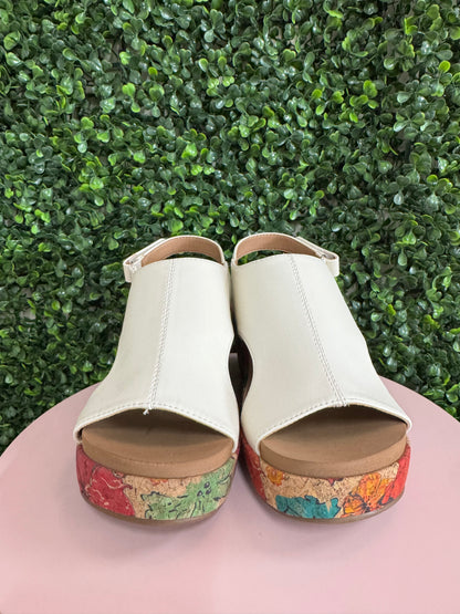 Corky’s Carley White Floral Wedges