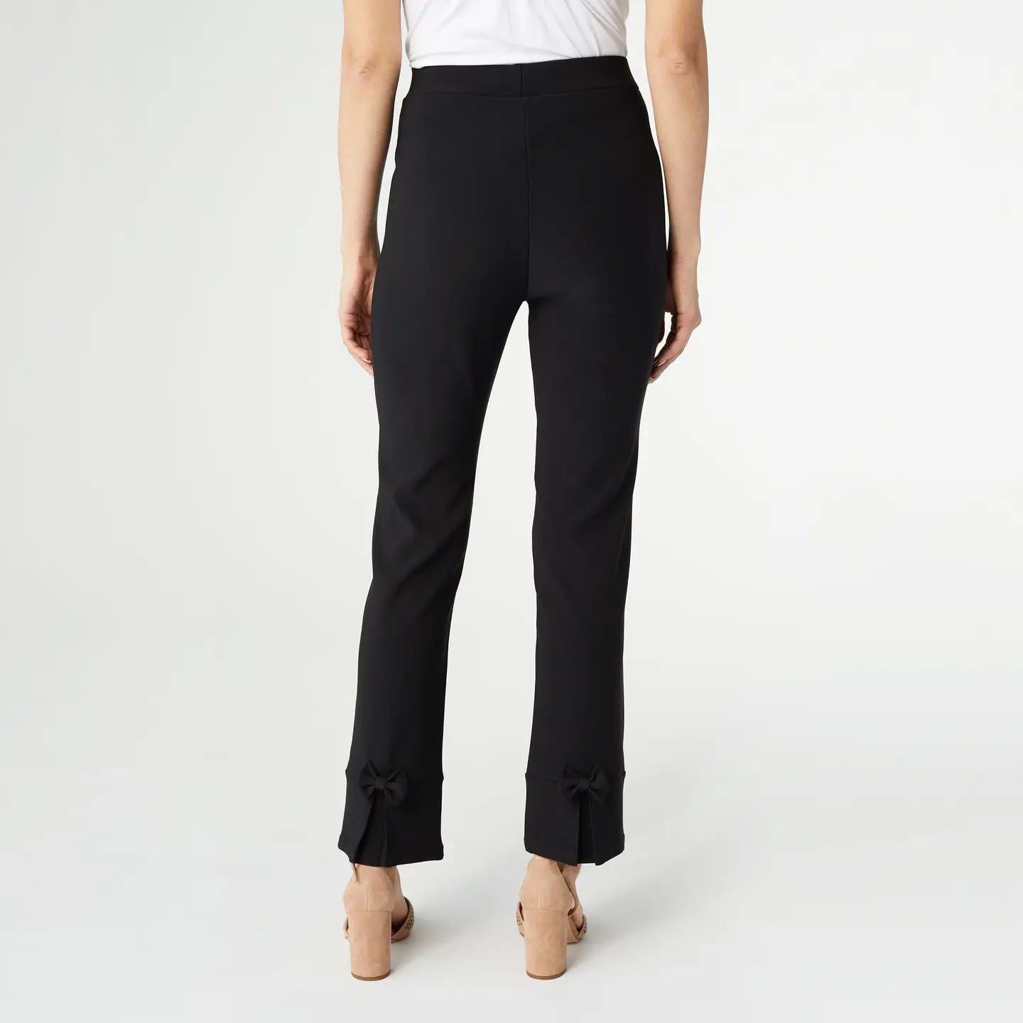 Georgie Ankle Pant with Bow Bottom - Black