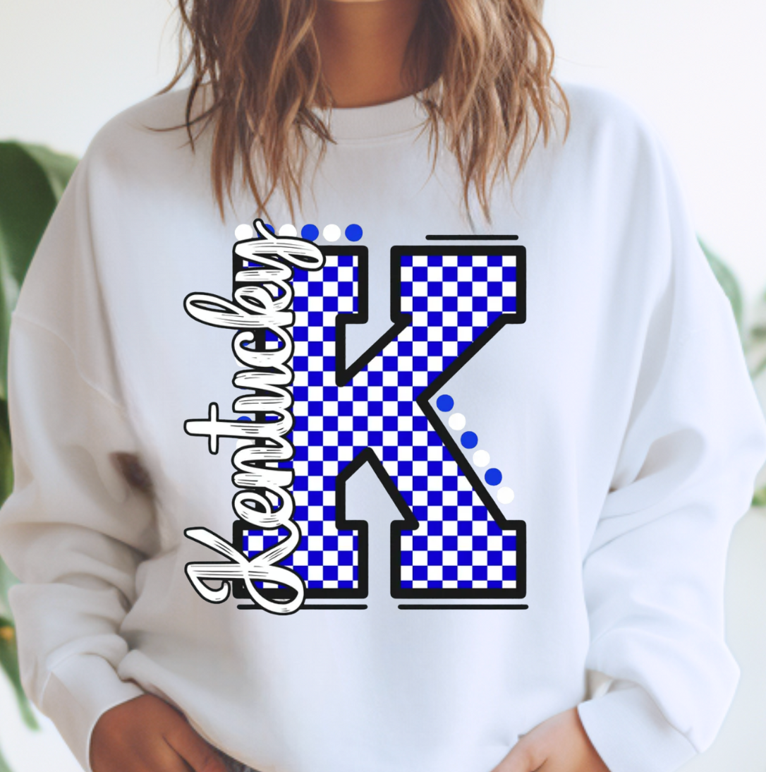UK Kentucky Retro Checkered Tee or Sweatshirt