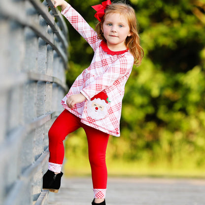 AnnLoren Red Plaid Santa Holiday Girls Christmas Outfit