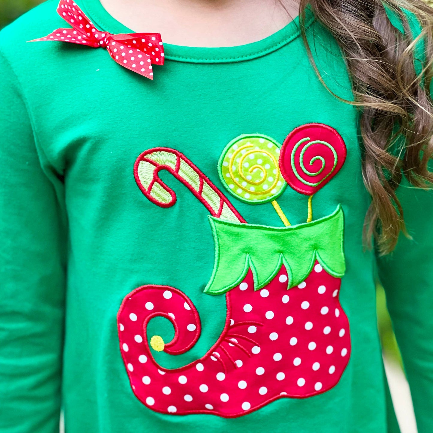 Girls Christmas Clothing Elf Stocking Red Stripe Pants Set