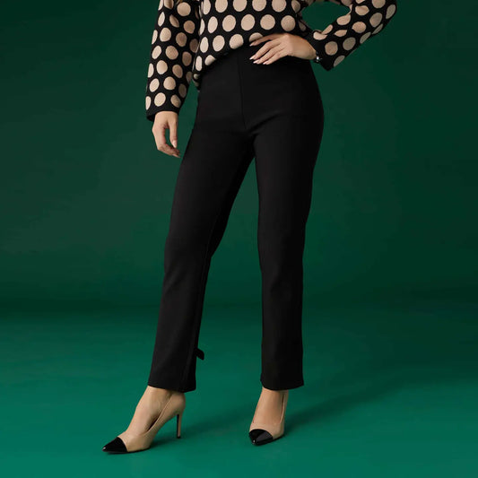 Georgie Ankle Pant with Bow Bottom - Black