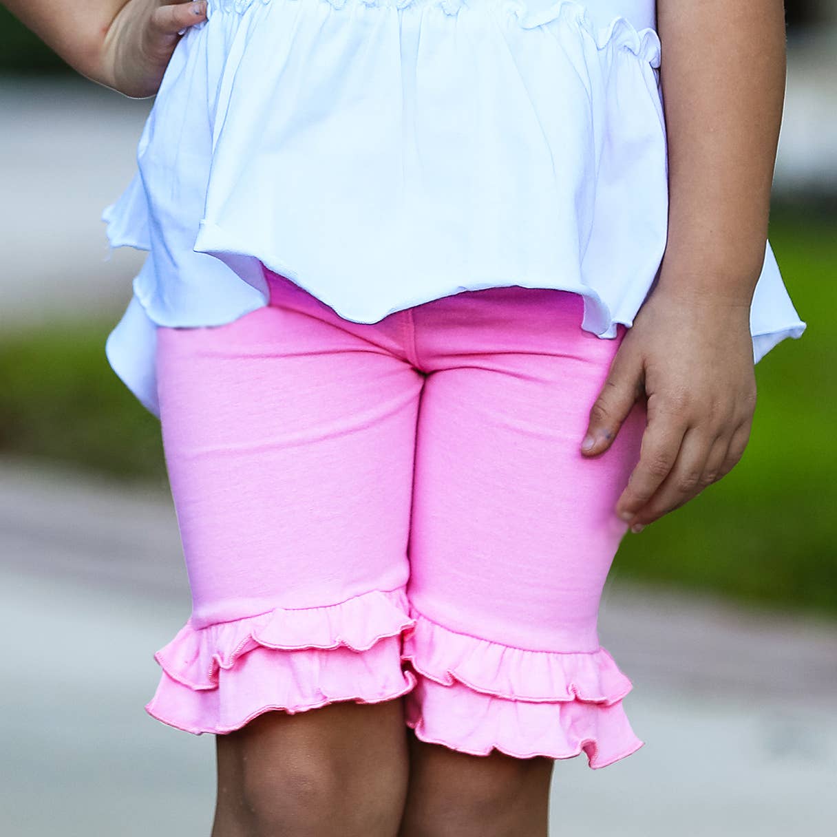 AnnLoren Pink Girls Ruffle Butt Shorts Kids Summer Clothing