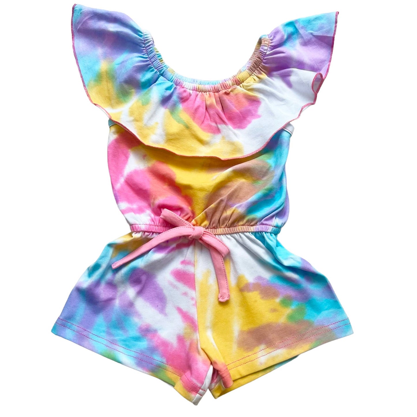 AnnLoren Pastel Tie Dye Girls Shorts Jumpsuit Vacation Wear