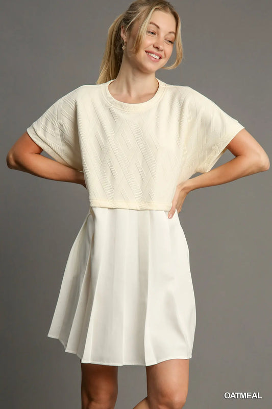 Umgee Round Neck Knit Skirt Dress - S-2X