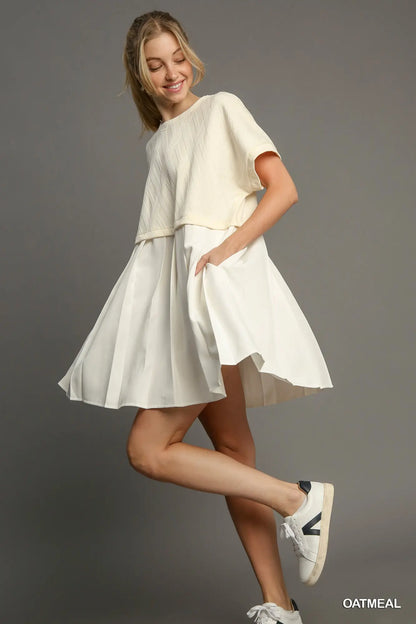 Umgee Round Neck Knit Skirt Dress - S-2X