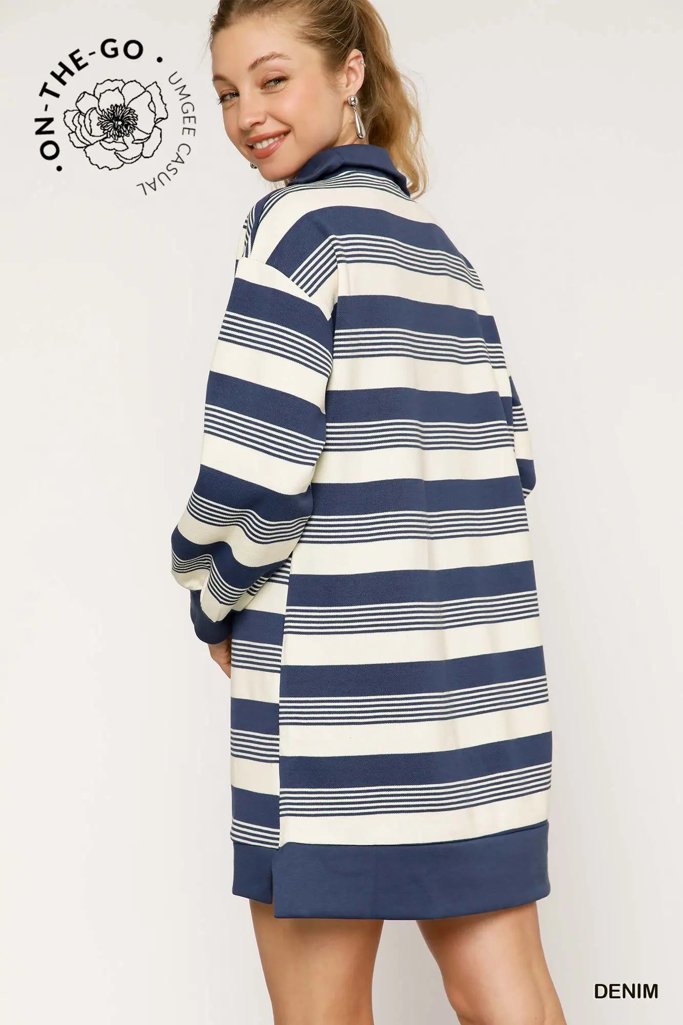 Umgee Stripe Half Zip Tunic