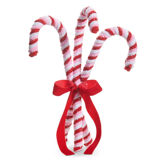 Multicolor peppermint swirl candy cane Christmas ornament in red and white