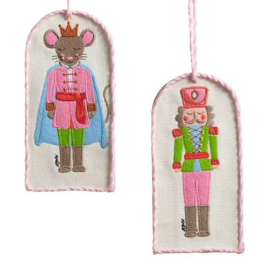 Pastel Nutcracker ballet needlepoint Christmas ornament in assorted designs