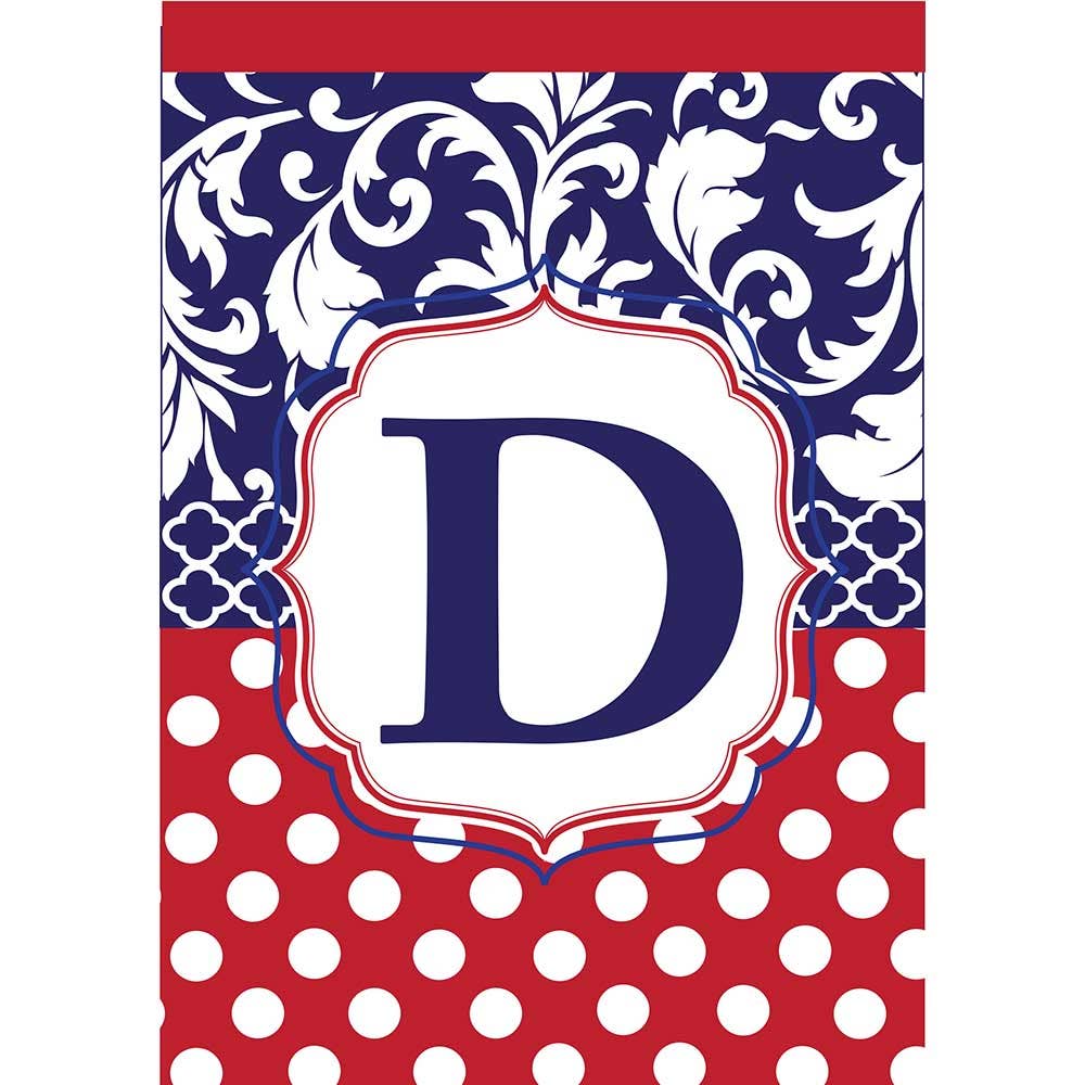 Garden flag - Monogram "D" Red, White & Blue