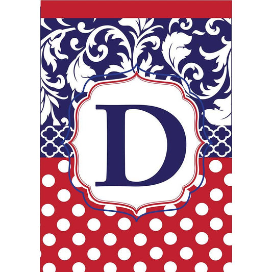 Garden flag - Monogram "D" Red, White & Blue