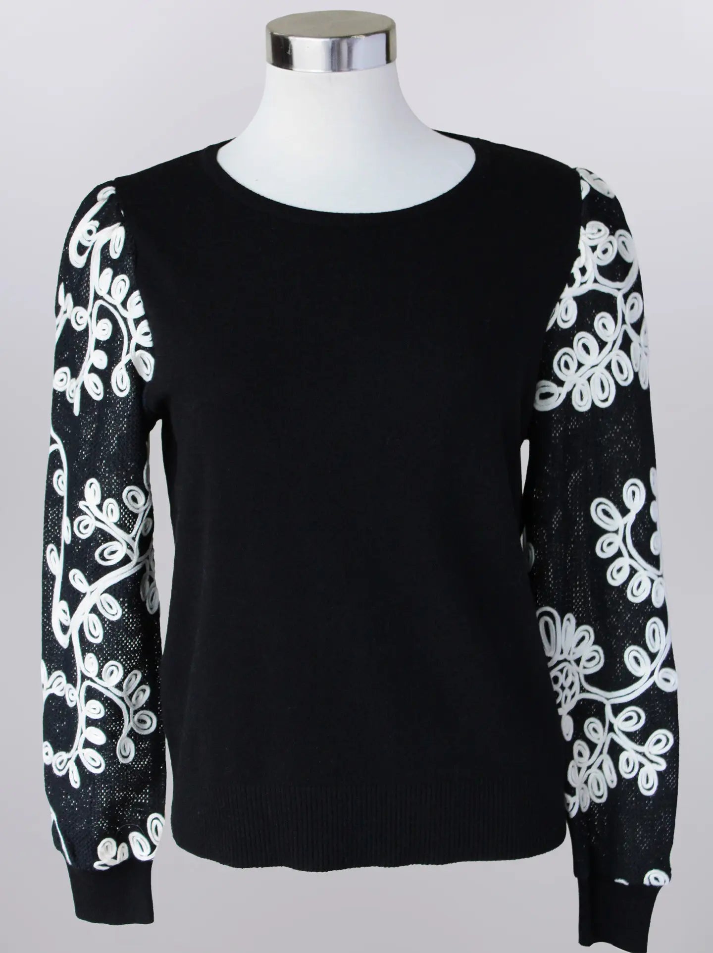 Keren Hart Black Floral Sleeve Sweater