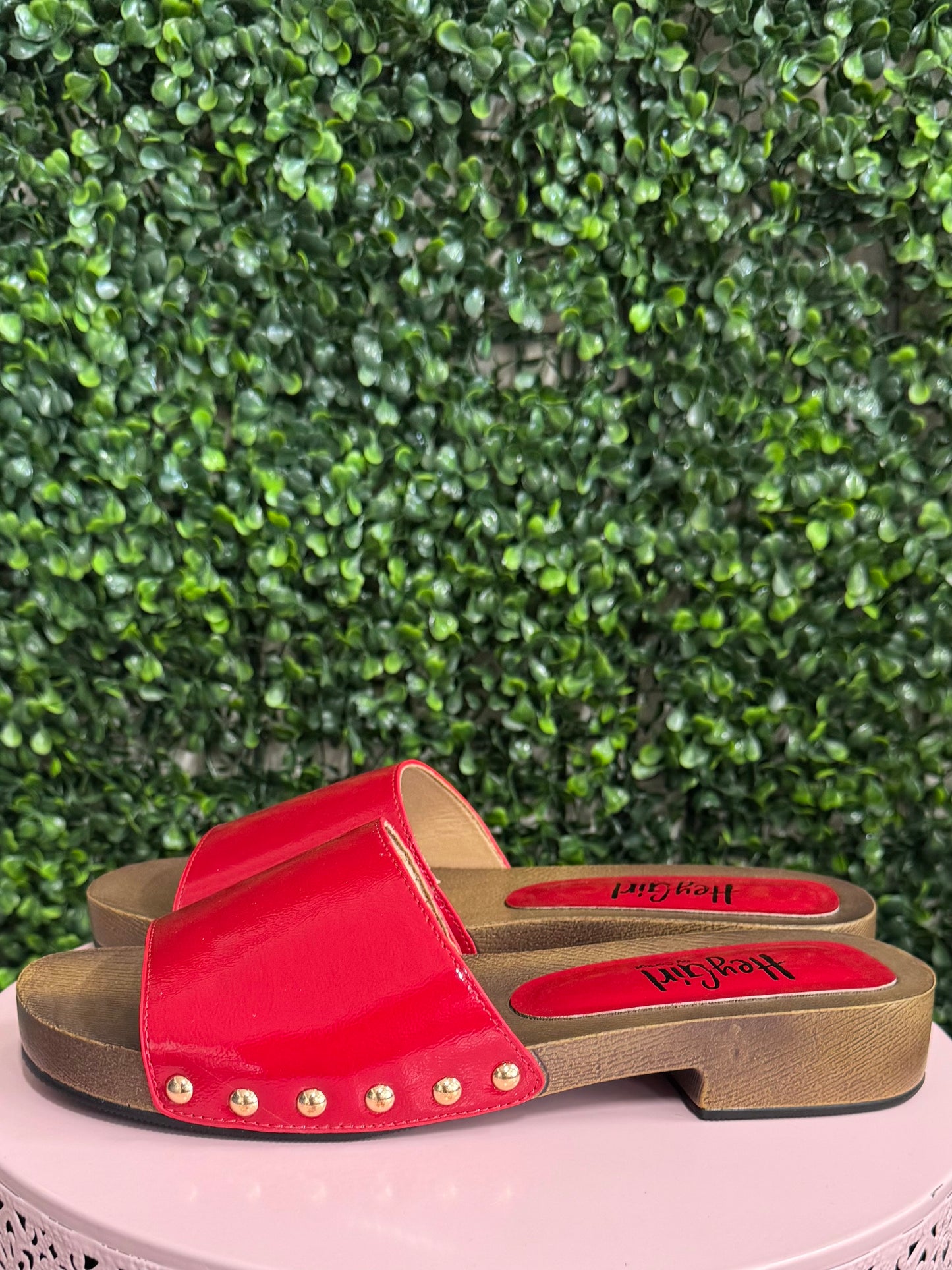 Corkys red patent sandals for women, glossy red slip on sandals, Perfect for a casual fourth of July
