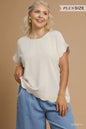 Umgee Scallop Hem Linen Blend Top