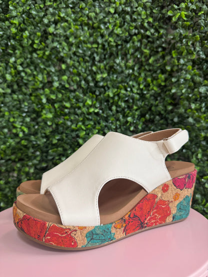 Corky’s Carley White Floral Wedges