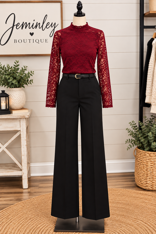 Charlie B Black Belted Wide Leg Crepe Pants - 27 inch inseam