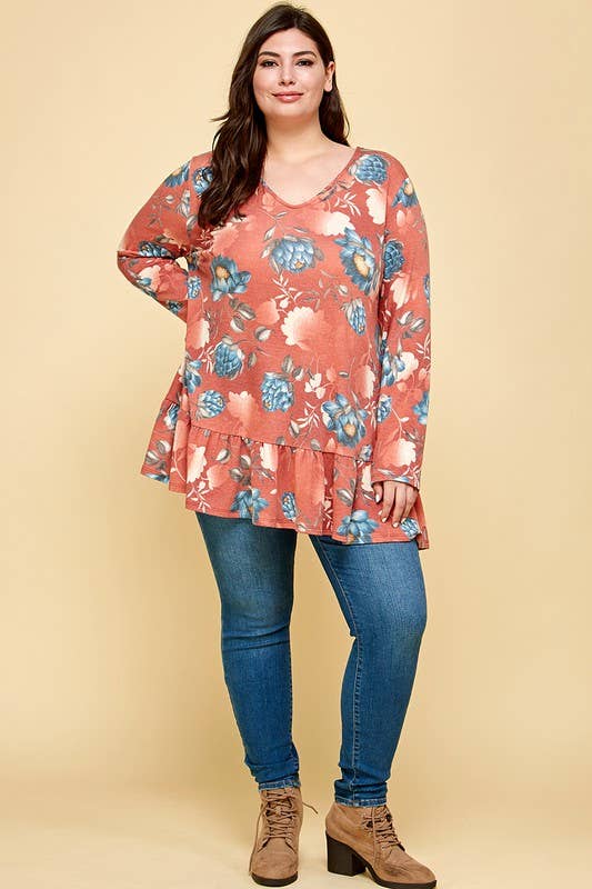 Plus Size Floral Swing Tunic Top