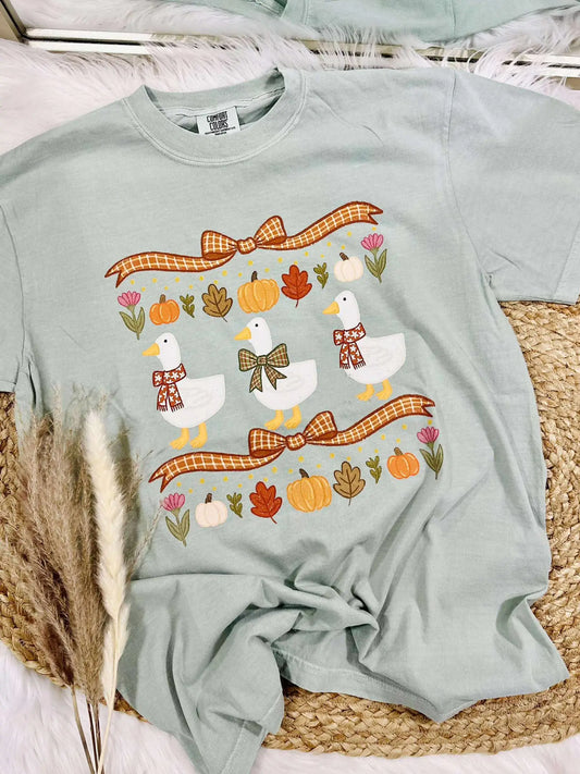 Cozy Fall Goose Trio Graphic Tee - Comfort Colors