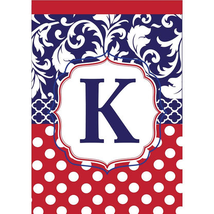 Garden flag - Monogram "K" Red, White & Blue