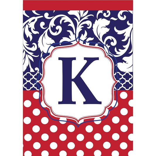 Garden flag - Monogram "K" Red, White & Blue