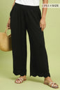 Umgee Linen Blend Scallop Hem Wide Leg Pants