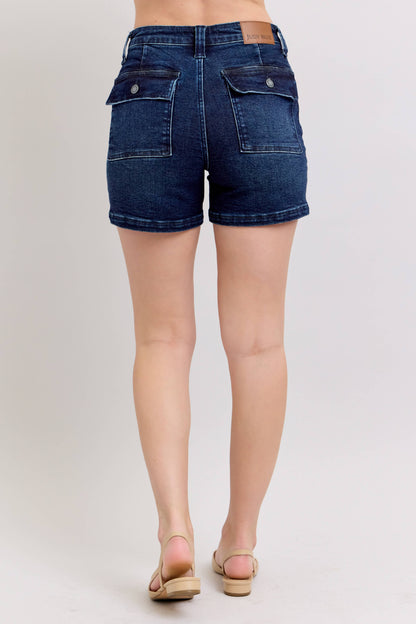 Back Flap Pocket High Waisted Shorts