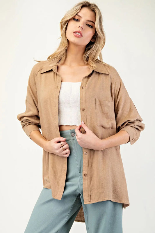 ee:some Linen button down top