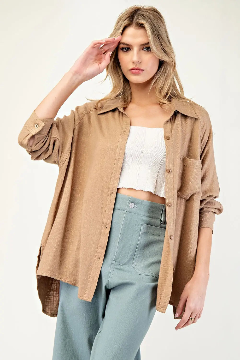 ee:some Linen button down top
