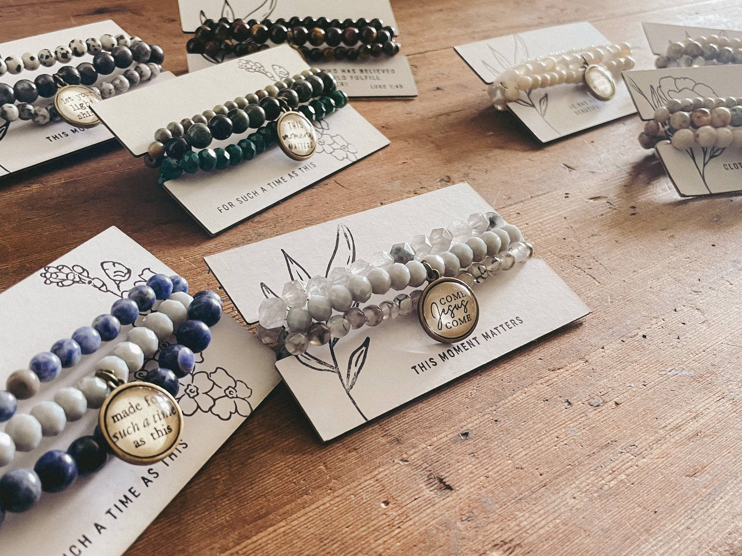 Come Jesus Come Christian Bracelet Stack - Quartz & Agate