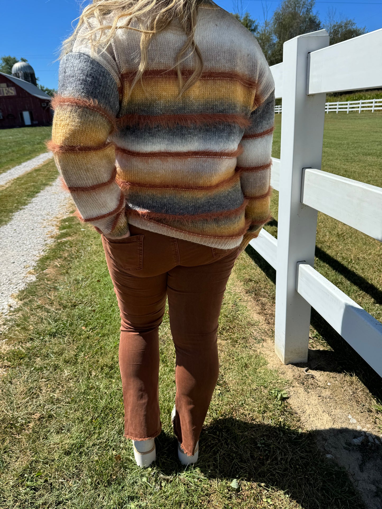 Charlie B Striped Eyelash Space Dye Sweater