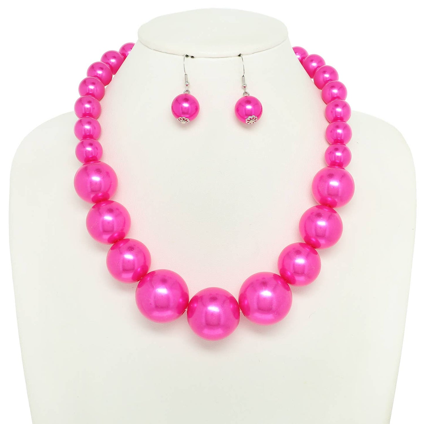 Pearl Large Bead Statement Necklace Earring Set