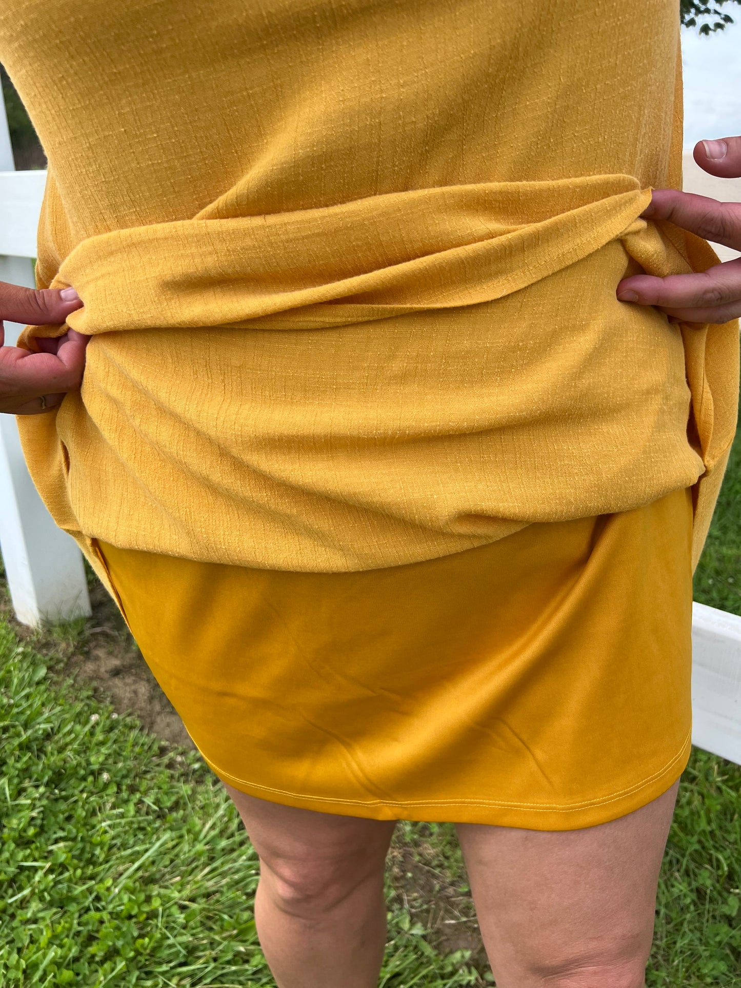 Keren Hart Lined Mustard Dress