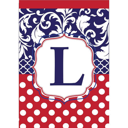 Garden flag - Monogram "L" Red, White & Blue