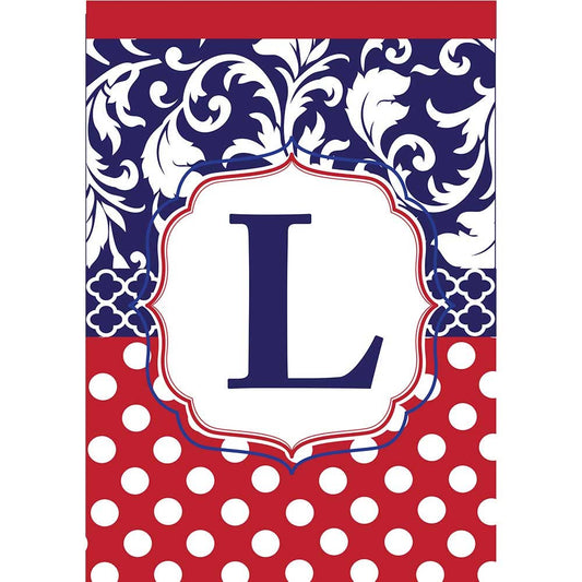 Garden flag - Monogram "L" Red, White & Blue