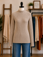Charlie B Basic Ribbed Knit Mock Neck Sweater