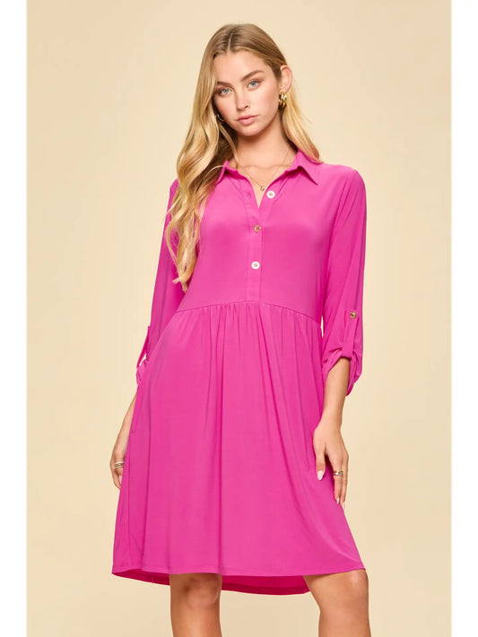 Dear Scarlett Collared Shirt Dress w/ Pockets