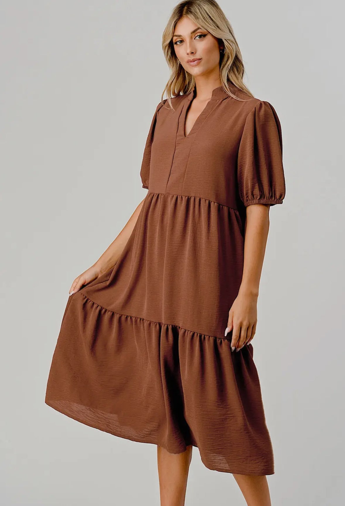 Tiered Midi Dress - Beautiful brown color