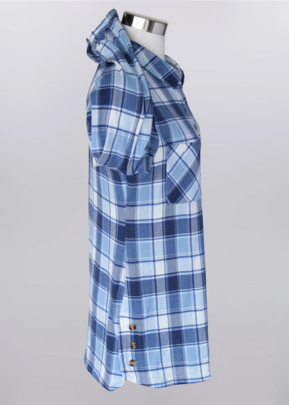 Keren Hart Kentucky Blue Flannel with side button detail