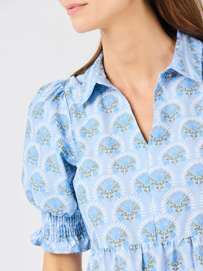 Mary Square Molly Dress in Sunshower Flora Blue