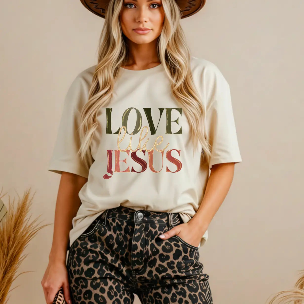 Preppy Boho Love Like Jesus Graphic Tee - Comfort Colors