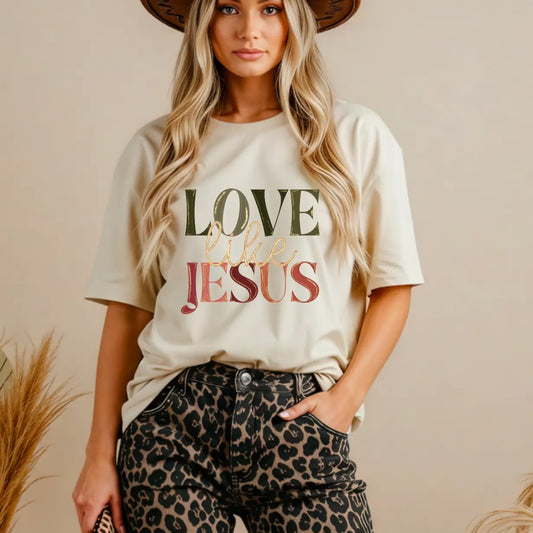 Preppy Boho Love Like Jesus Graphic Tee - Comfort Colors