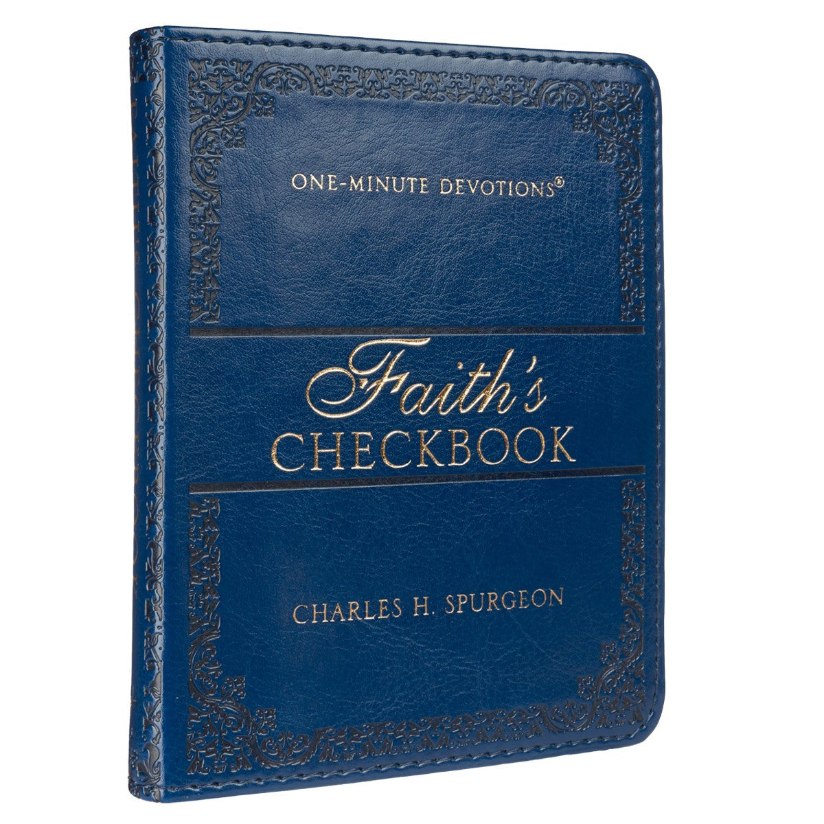 Faith's Checkbook Navy Blue Faux Leather One-Minute Devotions