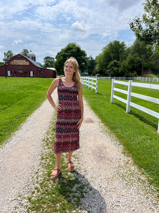 Sleeveless Midi Aztec Dress