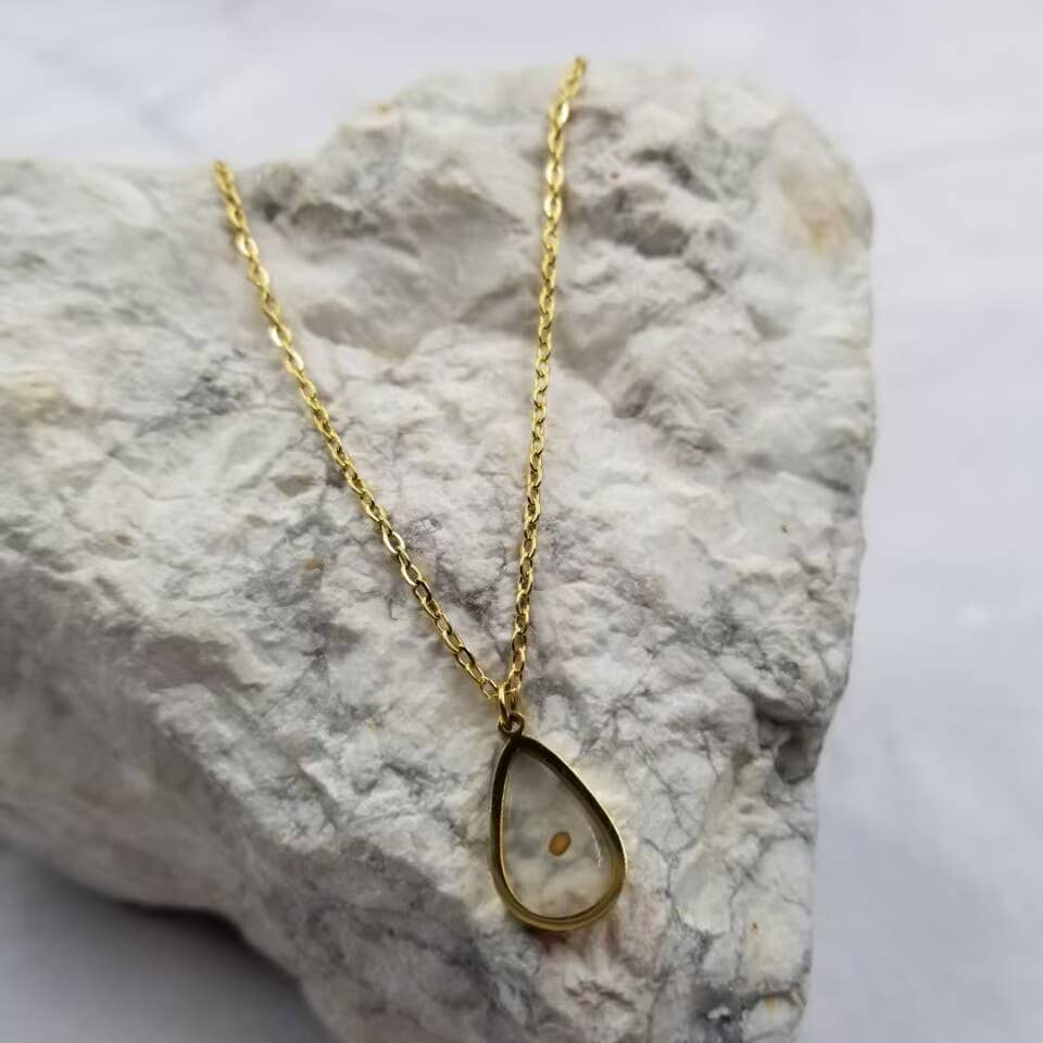 Mustard Seed Teardrop Pendant Necklace