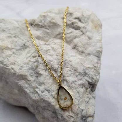 Mustard Seed Teardrop Pendant Necklace