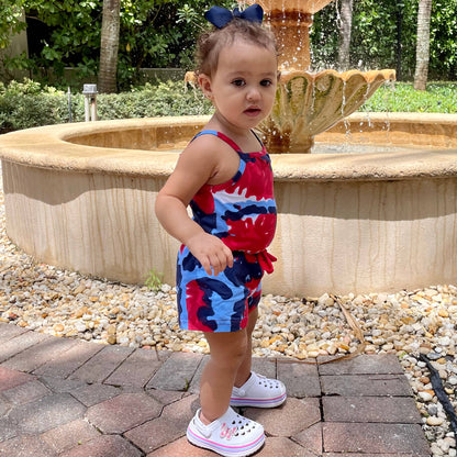 AnnLoren Tie Dye Girls 4th of July Jumpsuit Holiday Romper