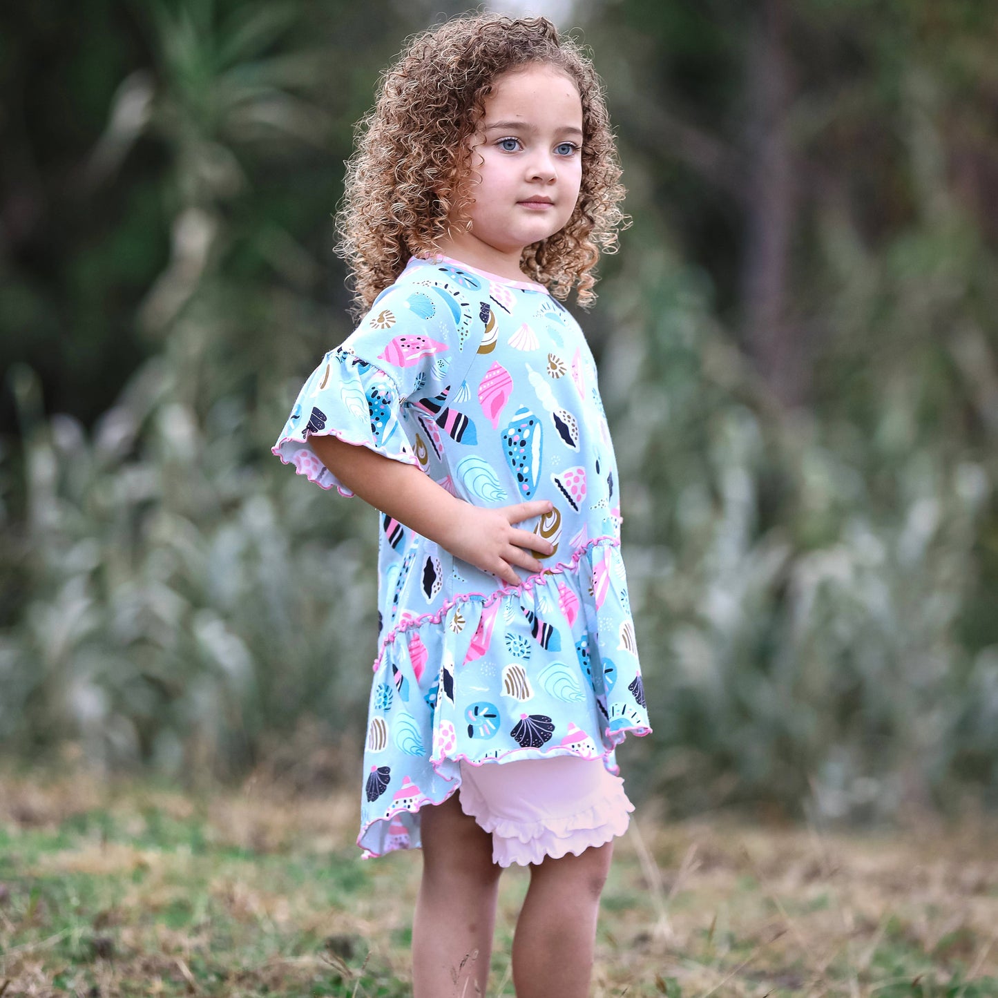 AnnLoren Pink Girls Ruffle Butt Shorts Kids Summer Clothing