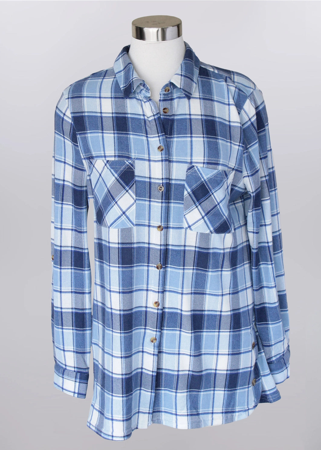 Keren Hart Kentucky Blue Flannel with side button detail